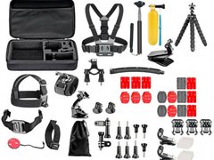 Set 52 accesorii camera sport GoPro + Geanta transport, iUni Kit9